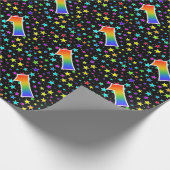 Kleurrijke sterren + regenboogpatroon "1" Event # Cadeaupapier (Hoek)