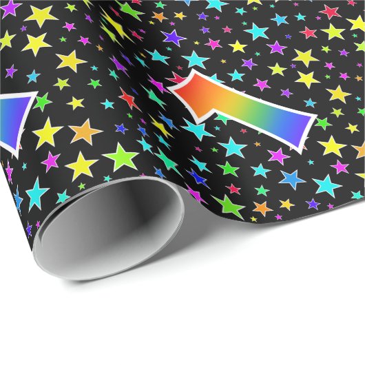 Kleurrijke sterren + regenboogpatroon "1" Event # Cadeaupapier (Rol Hoek)