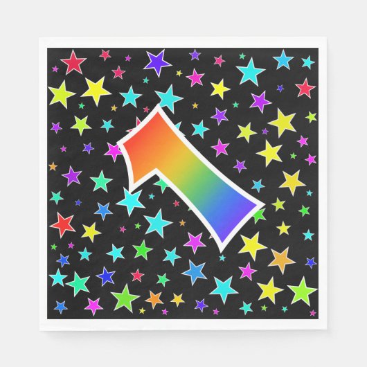 Kleurrijke sterren + regenboogpatroon "1" Event # Servet (Voorkant)
