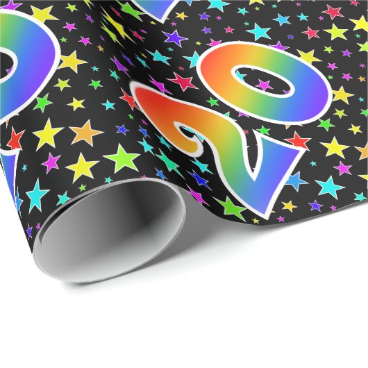 Kleurrijke sterren + regenboogpatroon "20" Event # Cadeaupapier (Rol Hoek)