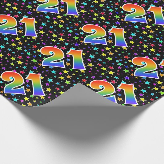 Kleurrijke sterren + regenboogpatroon "21" Event # Cadeaupapier (Hoek)