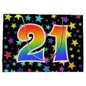 Kleurrijke sterren + regenboogpatroon "21" Event # Groot Cadeauzakje (Achterkant)