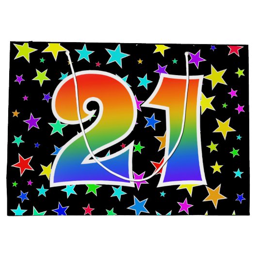Kleurrijke sterren + regenboogpatroon "21" Event # Groot Cadeauzakje (Achterkant)