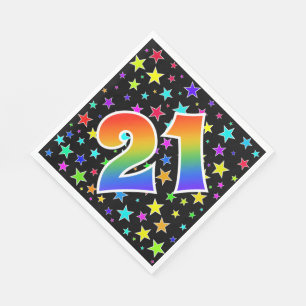 Kleurrijke sterren + regenboogpatroon "21" Event # Servet
