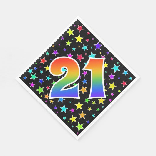 Kleurrijke sterren + regenboogpatroon "21" Event # Servet (Hoek)