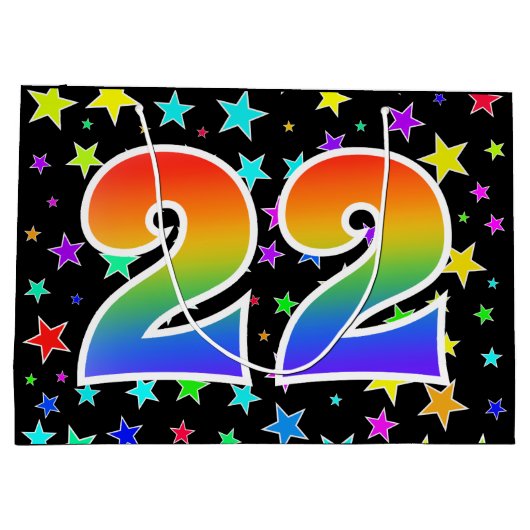 Kleurrijke sterren + regenboogpatroon "22" Event # Groot Cadeauzakje (Achterkant)