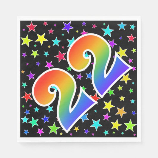Kleurrijke sterren + regenboogpatroon "22" Event # Servet (Voorkant)