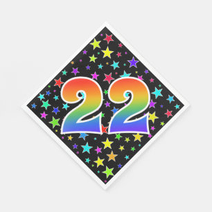 Kleurrijke sterren + regenboogpatroon "22" Event # Servet