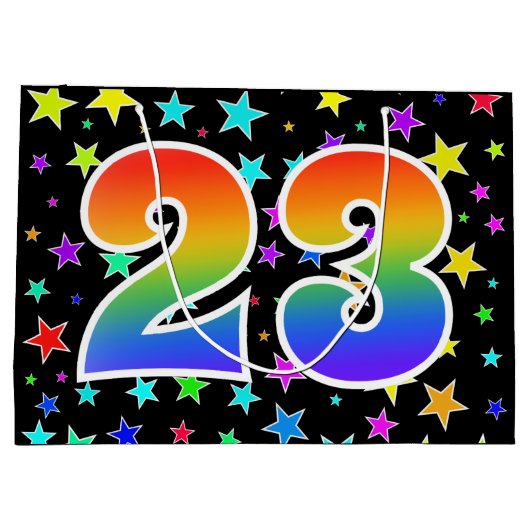 Kleurrijke sterren + regenboogpatroon "23" Event # Groot Cadeauzakje (Achterkant)