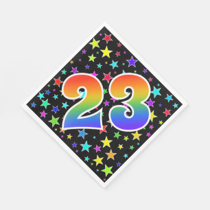 Kleurrijke sterren + regenboogpatroon "23" Event # Servet