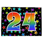 Kleurrijke sterren + regenboogpatroon "24" Event # Groot Cadeauzakje (Achterkant)