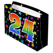 Kleurrijke sterren + regenboogpatroon "24" Event # Groot Cadeauzakje (Achterkant Gekanteld)