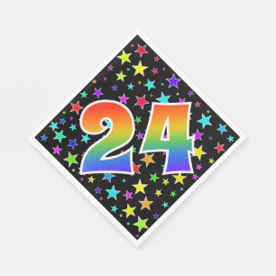 Kleurrijke sterren + regenboogpatroon "24" Event # Servet