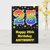 Kleurrijke sterren + regenboogpatroon "25" Birthda Kaart (Gele Bloem)