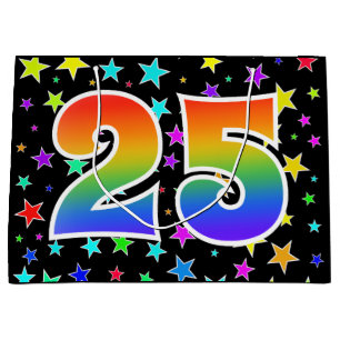 Kleurrijke sterren + regenboogpatroon "25" Event # Groot Cadeauzakje