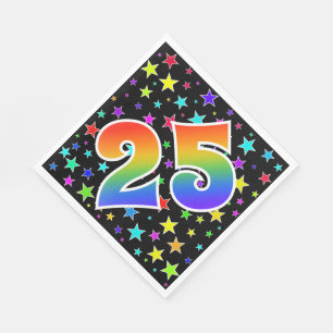 Kleurrijke sterren + regenboogpatroon "25" Event # Servet