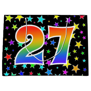 Kleurrijke sterren + regenboogpatroon "27" Event # Groot Cadeauzakje