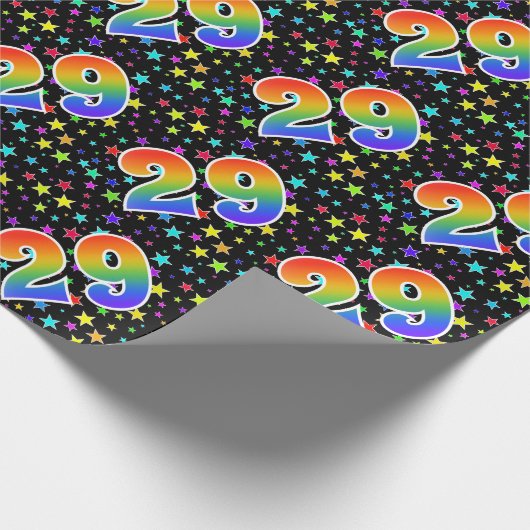 Kleurrijke sterren + regenboogpatroon "29" Event # Cadeaupapier (Hoek)
