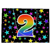 Kleurrijke sterren + regenboogpatroon "2" Event # Groot Cadeauzakje (Achterkant)