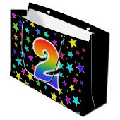 Kleurrijke sterren + regenboogpatroon "2" Event # Groot Cadeauzakje (Voorkant Gekanteld)