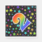 Kleurrijke sterren + regenboogpatroon "2" Event # Servet (Voorkant)