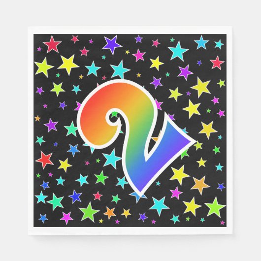 Kleurrijke sterren + regenboogpatroon "2" Event # Servet (Voorkant)