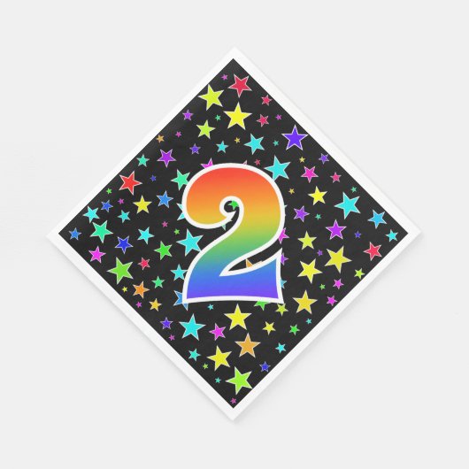 Kleurrijke sterren + regenboogpatroon "2" Event # Servet (Hoek)