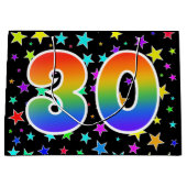 Kleurrijke sterren + regenboogpatroon "30" Event # Groot Cadeauzakje (Voorkant)