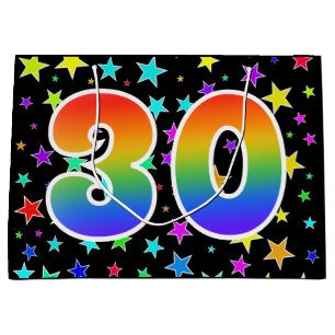 Kleurrijke sterren + regenboogpatroon "30" Event # Groot Cadeauzakje