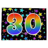Kleurrijke sterren + regenboogpatroon "30" Event # Groot Cadeauzakje (Achterkant)