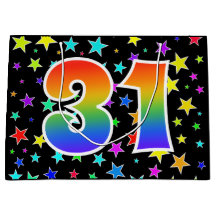 Kleurrijke sterren + regenboogpatroon "31" eveneme