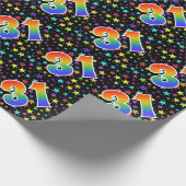 Kleurrijke sterren + regenboogpatroon "31" Event # Cadeaupapier (Hoek)