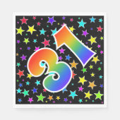 Kleurrijke sterren + regenboogpatroon "31" Event # Servet (Voorkant)