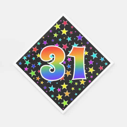 Kleurrijke sterren + regenboogpatroon "31" Event # Servet (Hoek)