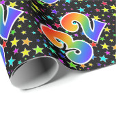 Kleurrijke sterren + regenboogpatroon "32" Event # Cadeaupapier (Rol Hoek)