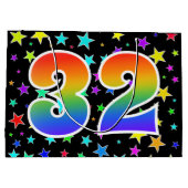 Kleurrijke sterren + regenboogpatroon "32" Event # Groot Cadeauzakje (Achterkant)