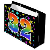Kleurrijke sterren + regenboogpatroon "32" Event # Groot Cadeauzakje (Voorkant Gekanteld)
