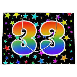 Kleurrijke sterren + Regenboogpatroon "33" Eveneme Groot Cadeauzakje