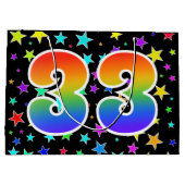 Kleurrijke sterren + regenboogpatroon "33" Event # Groot Cadeauzakje (Achterkant)
