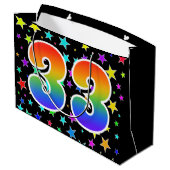 Kleurrijke sterren + regenboogpatroon "33" Event # Groot Cadeauzakje (Achterkant Gekanteld)