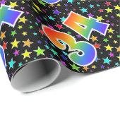 Kleurrijke sterren + regenboogpatroon "34" Event # Cadeaupapier (Rol Hoek)