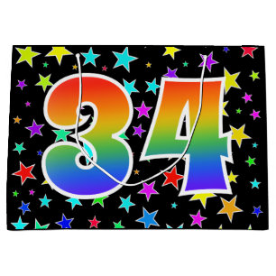 Kleurrijke sterren + regenboogpatroon "34" Event # Groot Cadeauzakje
