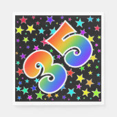 Kleurrijke sterren + regenboogpatroon "35" Event # Servet (Voorkant)