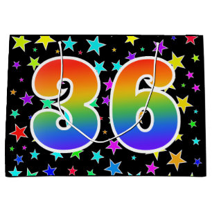 Kleurrijke sterren + regenboogpatroon "36" Event # Groot Cadeauzakje