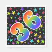 Kleurrijke sterren + regenboogpatroon "36" Event # Servet (Voorkant)