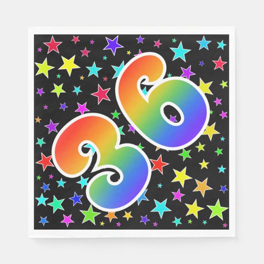 Kleurrijke sterren + regenboogpatroon "36" Event # Servet (Voorkant)