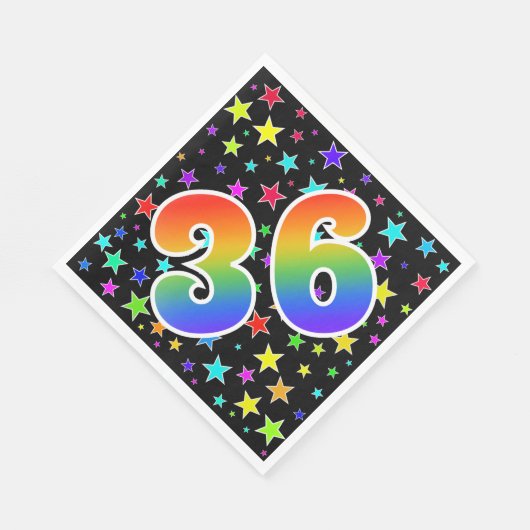 Kleurrijke sterren + regenboogpatroon "36" Event # Servet (Hoek)