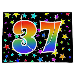 Kleurrijke sterren + regenboogpatroon "37" Event # Groot Cadeauzakje