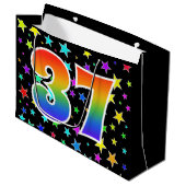 Kleurrijke sterren + regenboogpatroon "37" Event # Groot Cadeauzakje (Voorkant Gekanteld)
