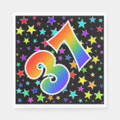 Kleurrijke sterren + regenboogpatroon "37" Event # Servet (Voorkant)